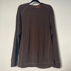 NORTH END SPORT Long Sleeve Organic Cotton Athletic Top - Brown XL